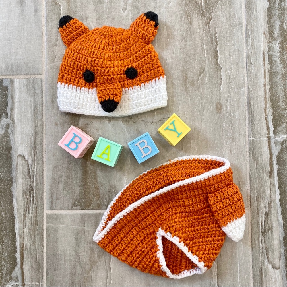 Fox Crochet Knit Baby Photo Prop 0-9M